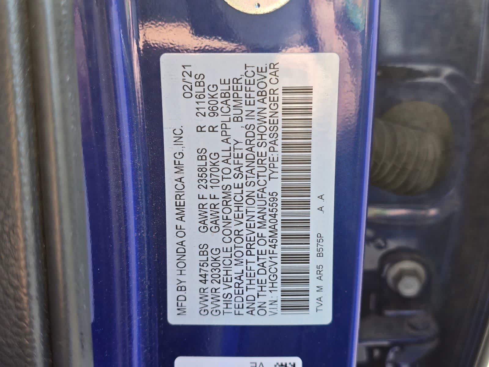 2021 Honda Accord Sedan Sport SE