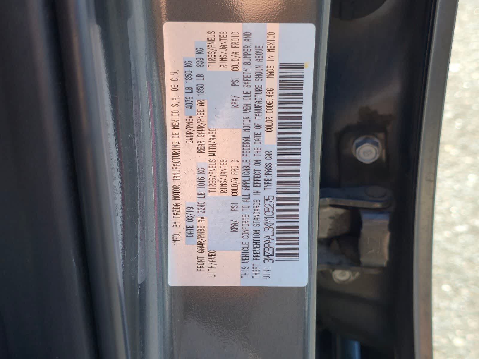 2019 Mazda Mazda3 Sedan w/Select Pkg