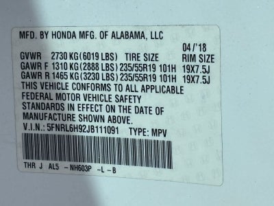 2018 Honda Odyssey Elite
