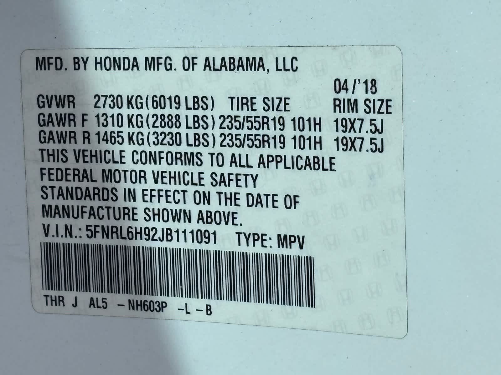 2018 Honda Odyssey Elite