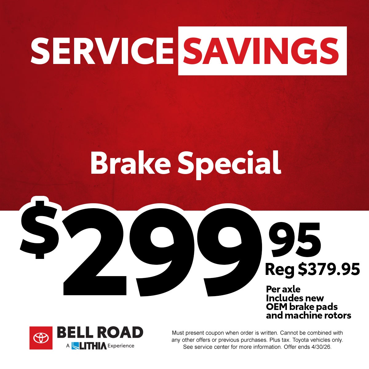 Brake Special - $299.95