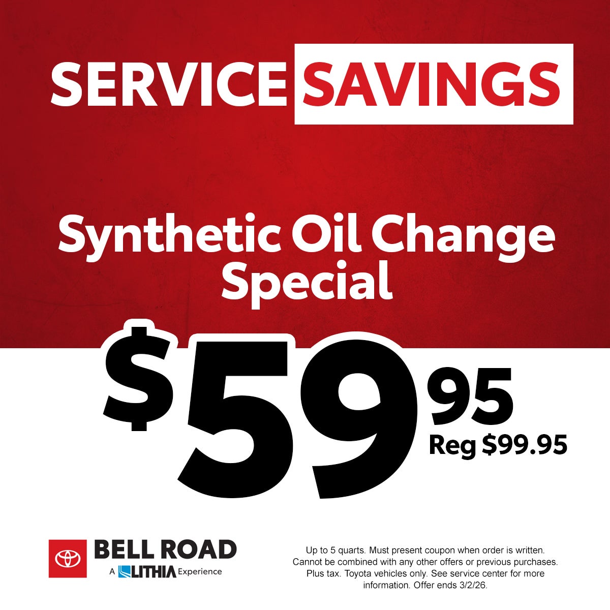 Synthetic Oil Change - $59.95