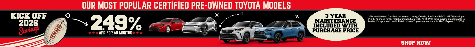 Our Most Popular Certified Pre-Owned Toyota Models