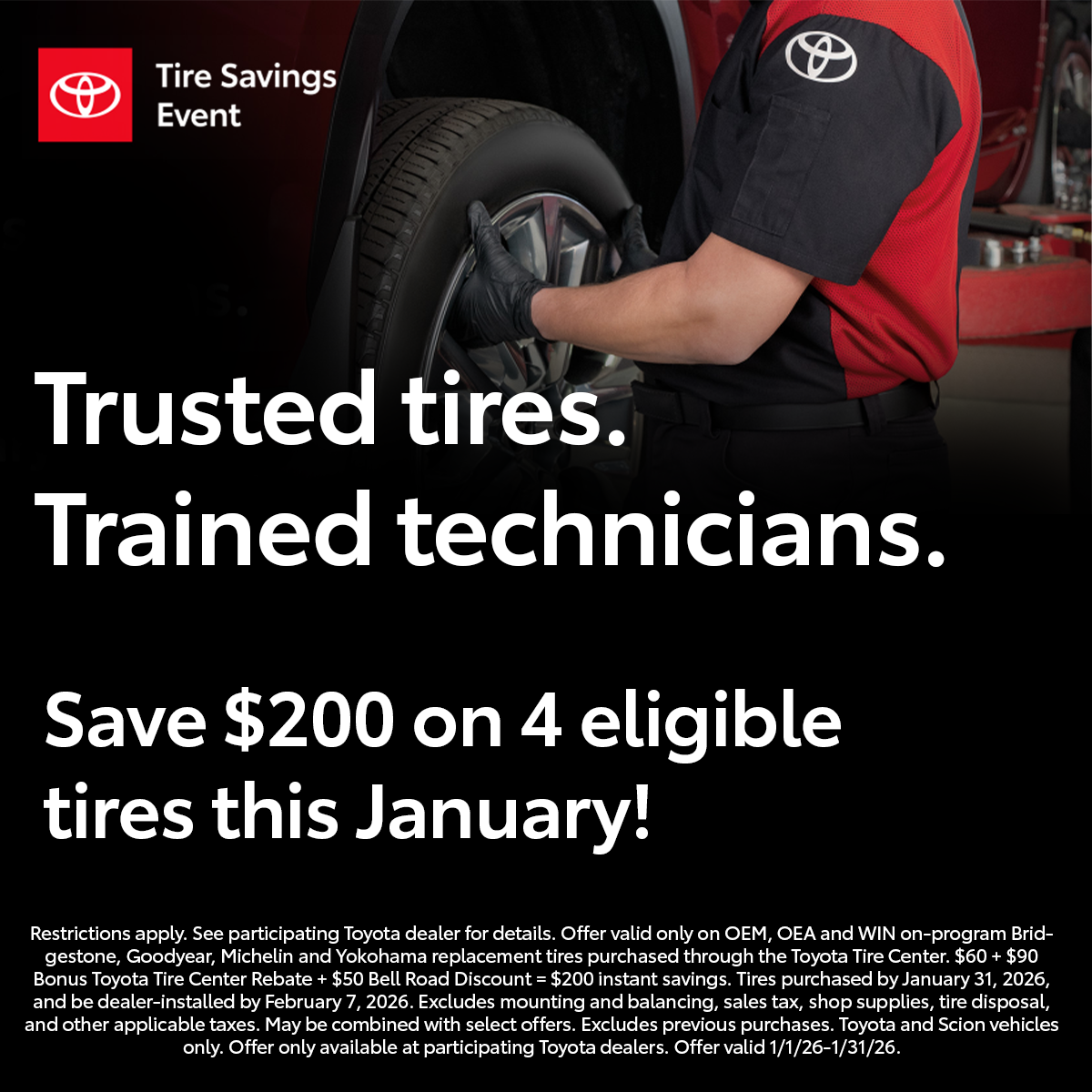 Save $200 On 4 Eligible Tires