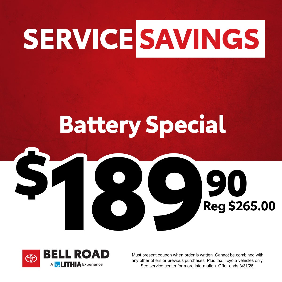 Battery Special - $189.90