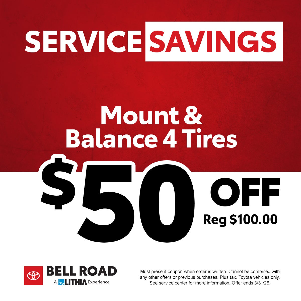 Mount & Balance 4 Tires - $50