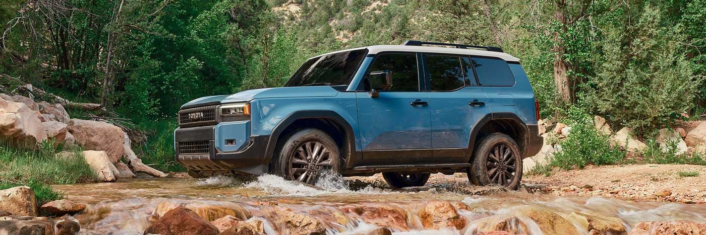 Blue 2024 Toyota Land Cruiser off-roading in Arizona