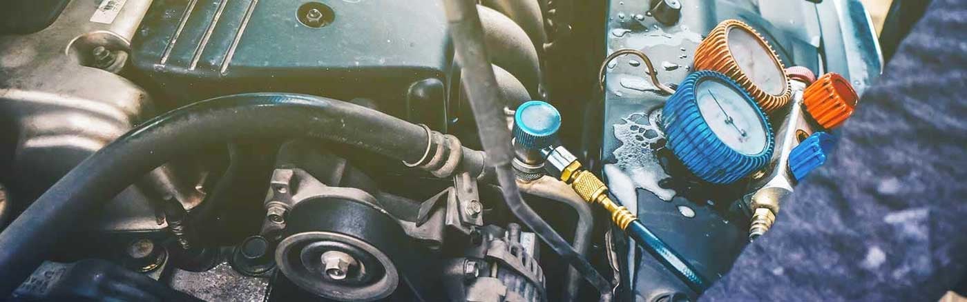 Toyota A/C system being repaired